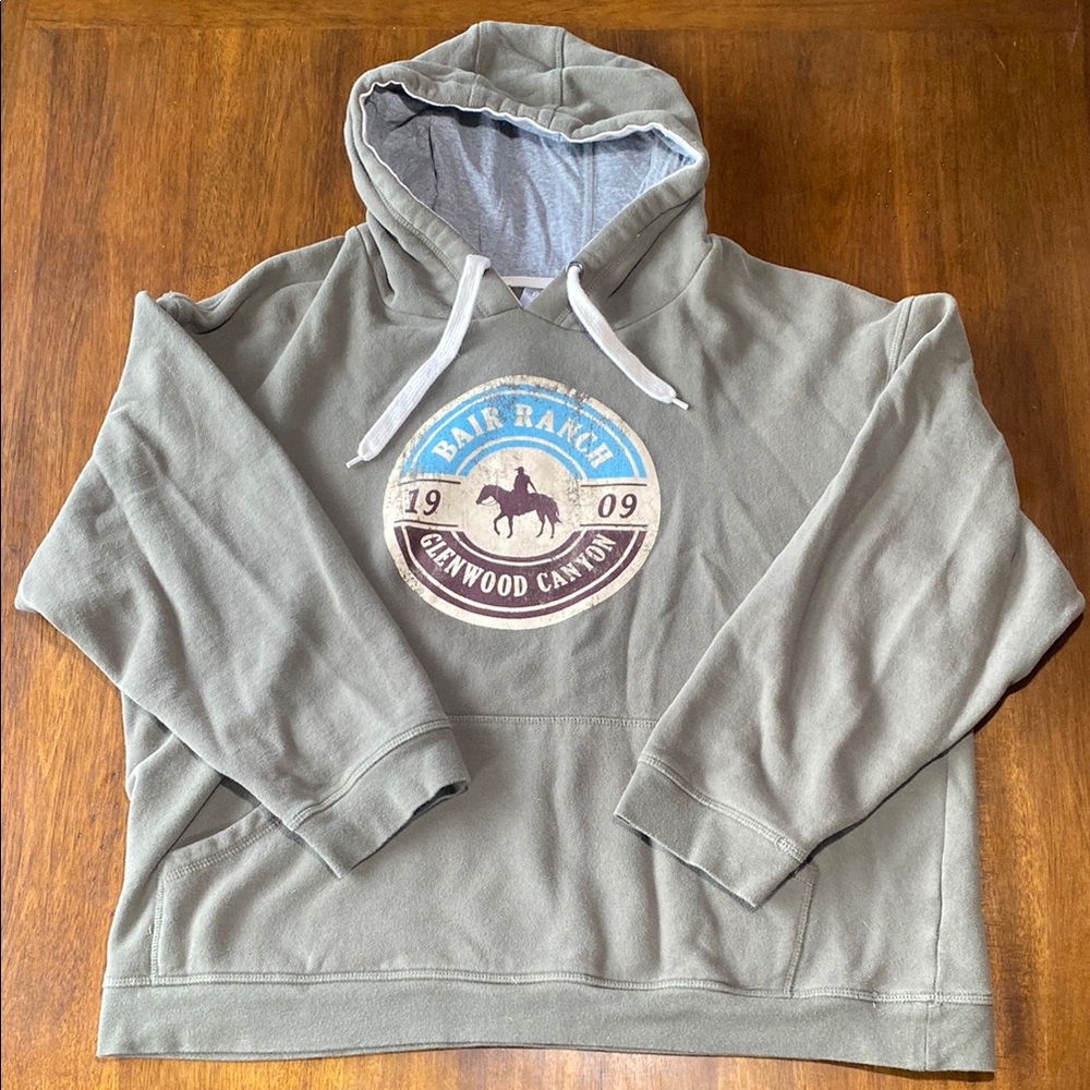Olive Green Hooded Bair Ranch Glenwood Canyon Colorado Sweatshirt